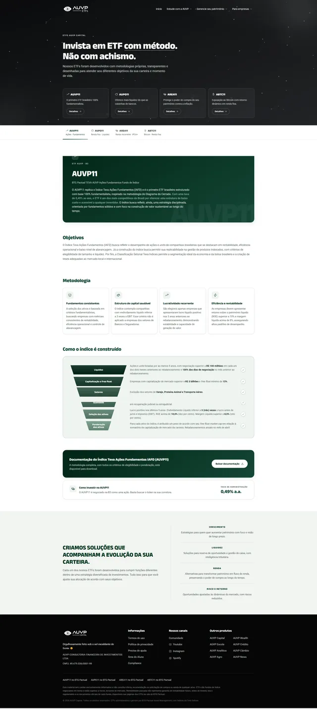 Site dos ETFs da AUVP